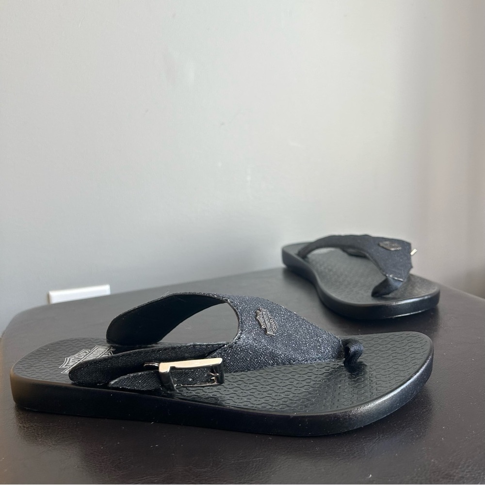 Harley Davidson Black Sparkled Flip Flop Thong Sanadals